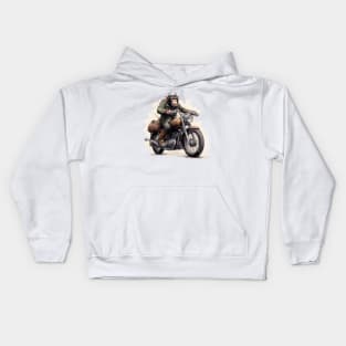 Monkey Biker Retro Motorcycle Kids Hoodie